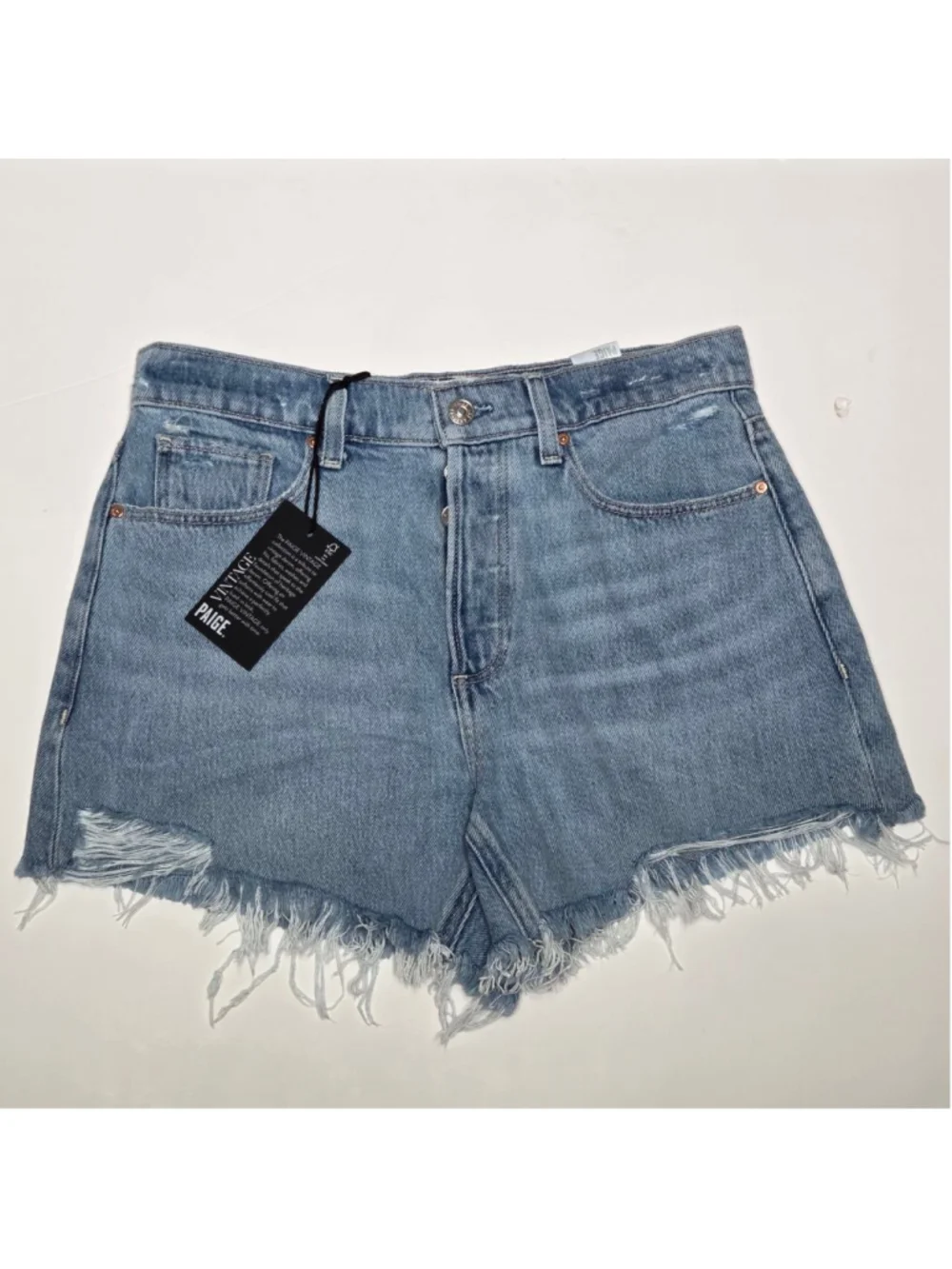 PAIGE Noella Cut Off High Rise Jean Shorts NWT Women's Size 27 Relaxed Fit - Picture 2 of 12